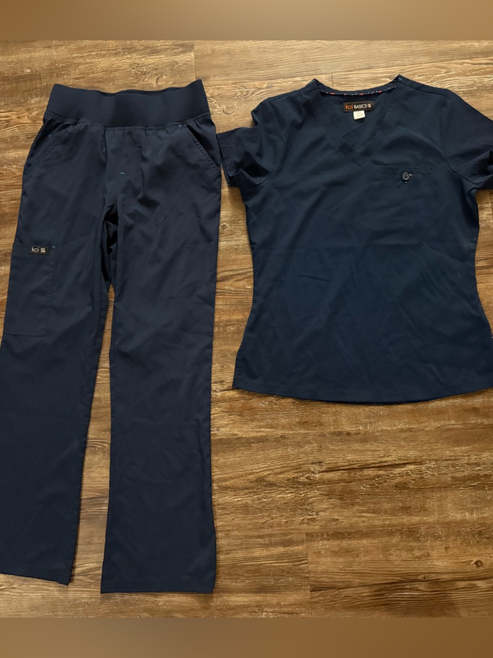 koi Navy Blue Scrub Top and Pants Set